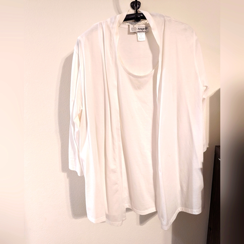 NWOT - Blouse (Tank) with Jacket, Jacket has Crocheted Style Back - White